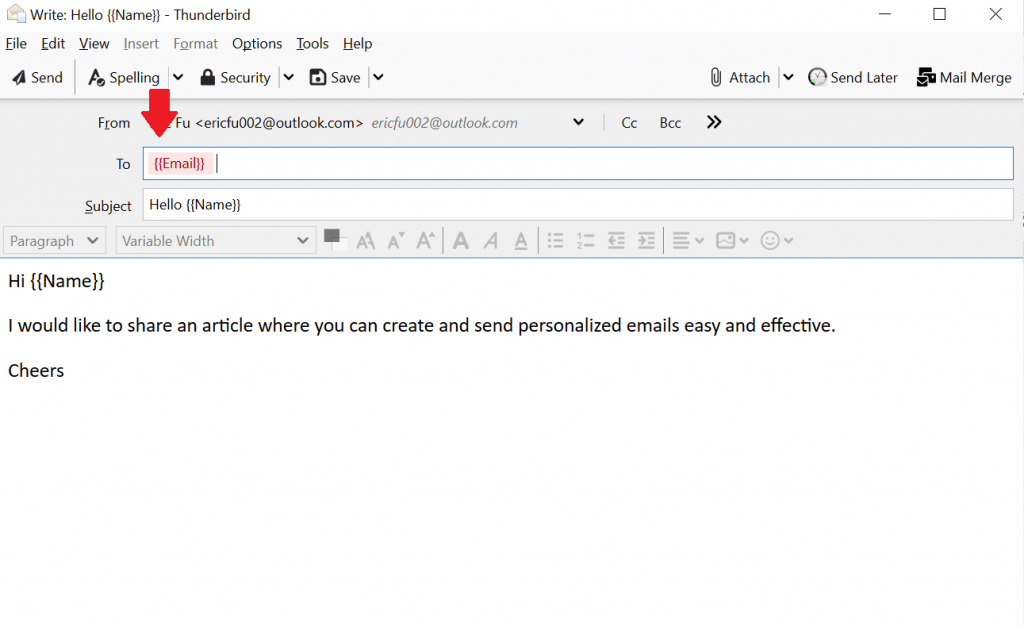 email is highlighted red