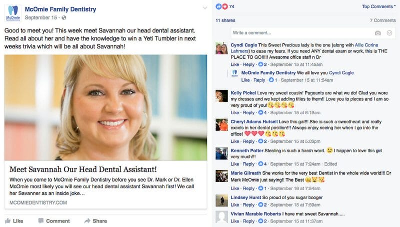 social media ideas for dentist personal interactions