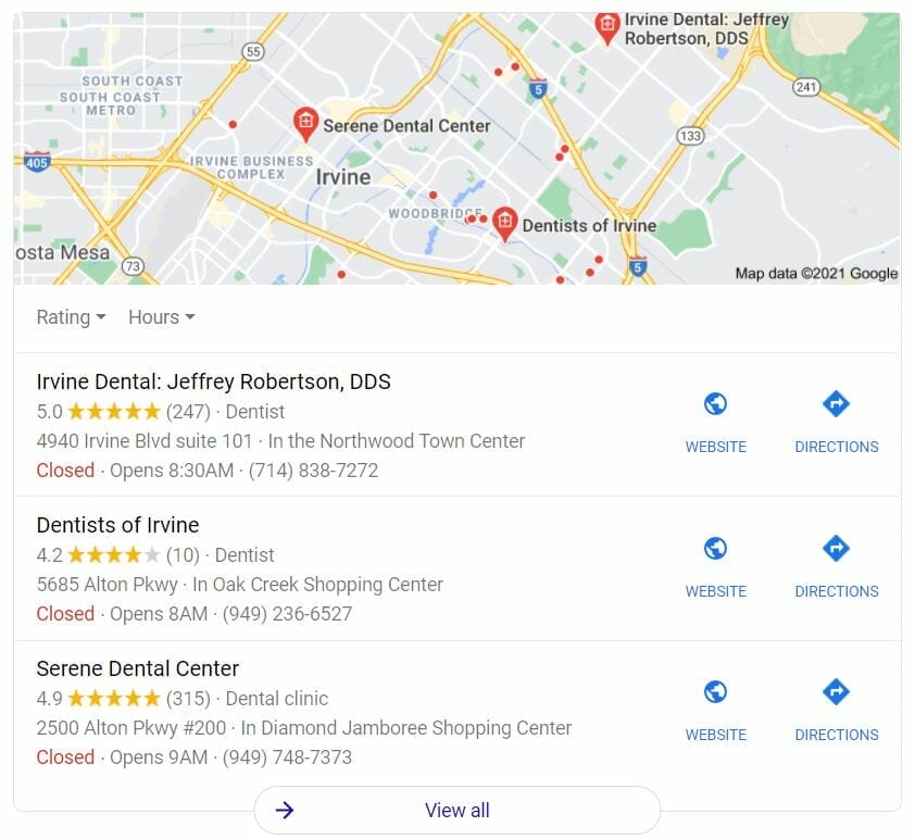 marketing plan top dentists google map pack