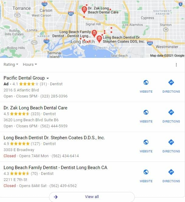 dental marketing strategy google map pack