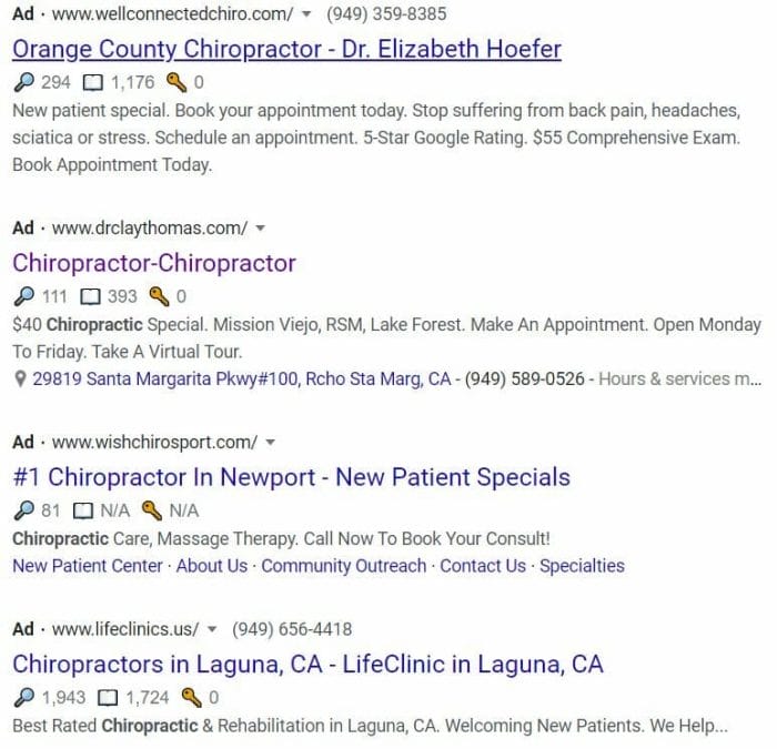 growing a chiropractic practice google results