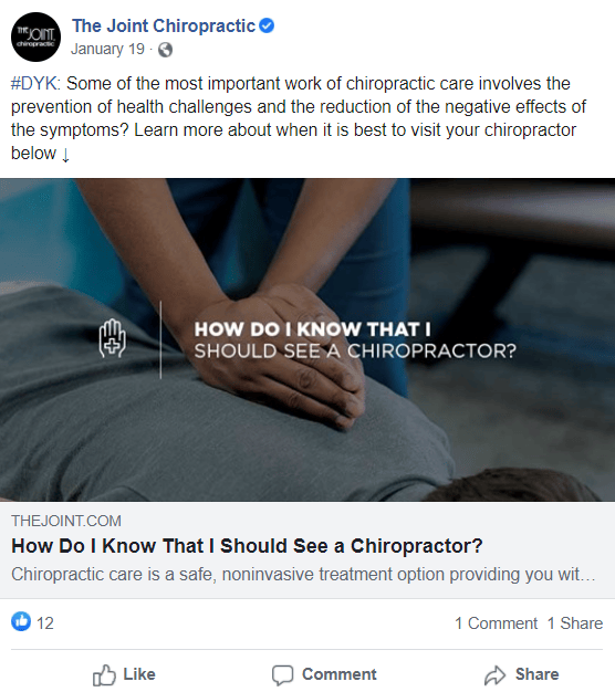 social media for chiropractors facebook
