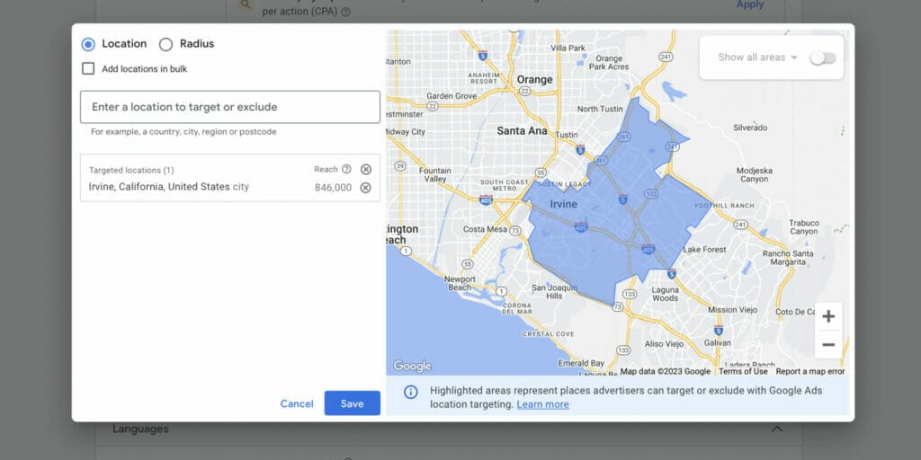 location settings for irvine ca therapists