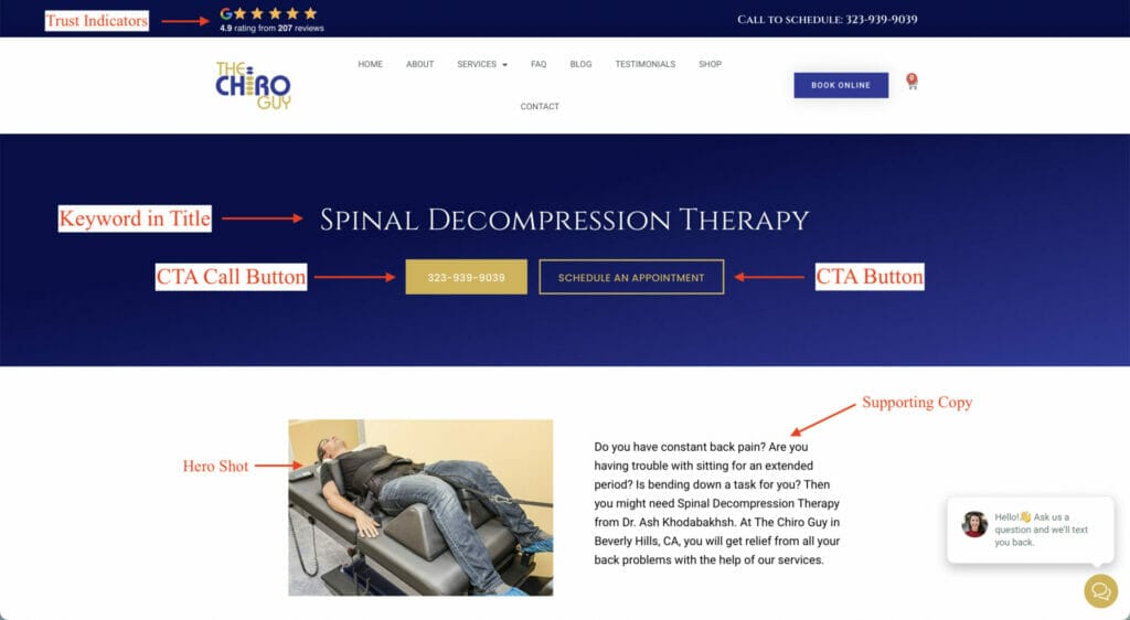 chiro service using key elements for effective conversion