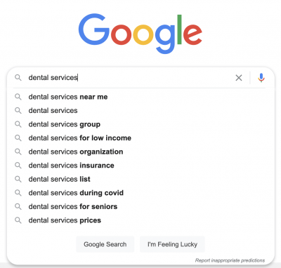 Google's autocomplete suggestions