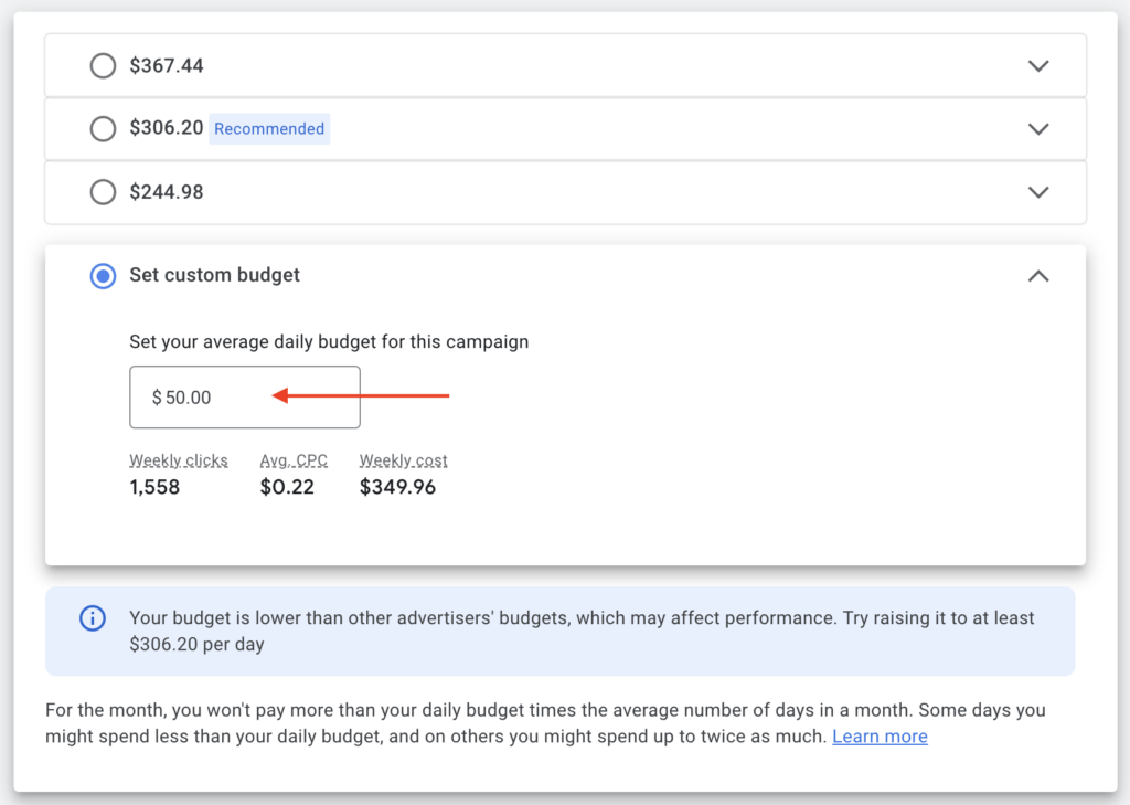 manual cpc of 50 usd for ppc campaign