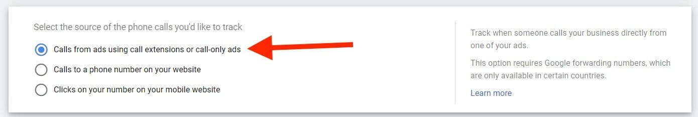 Select the source of phone calls