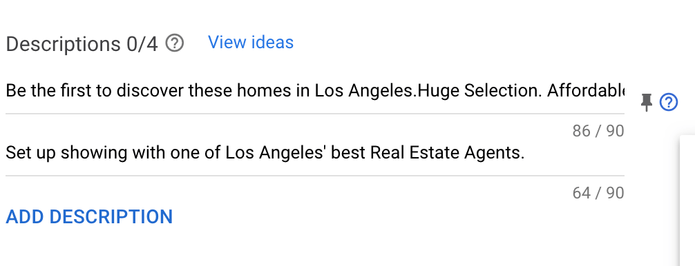 Ad description ideas for Google Ads for real estate agents