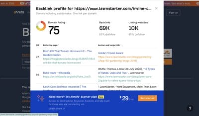ahrefs backlink checker for seo for landscaping