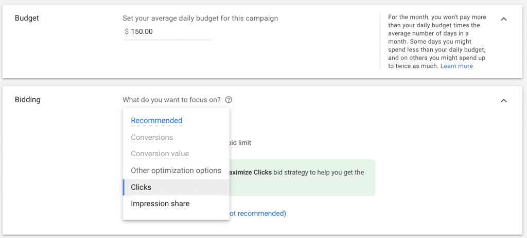 set the budget and bidding strategy for your campaign
