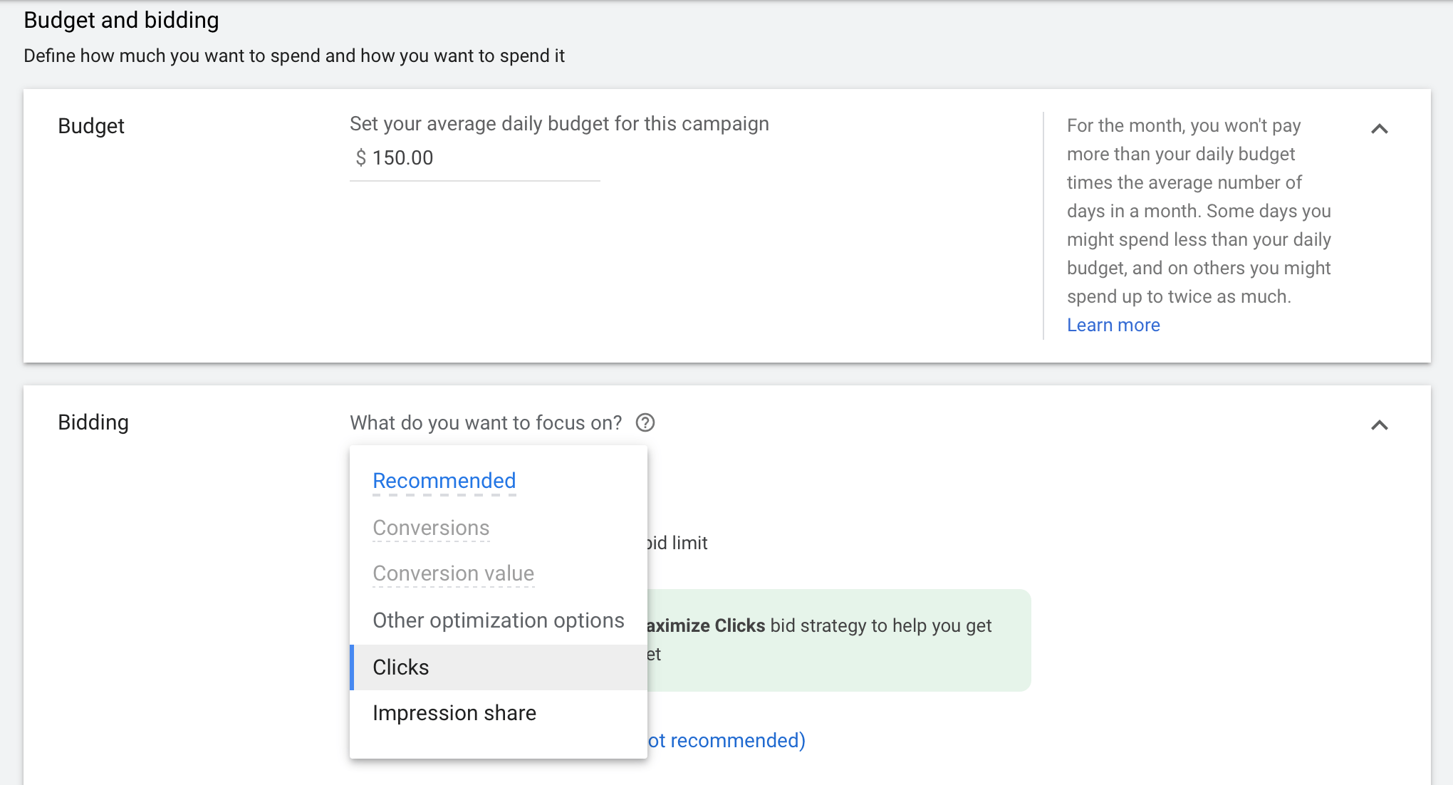 Set how much you want to spend and how you want to spend it. 