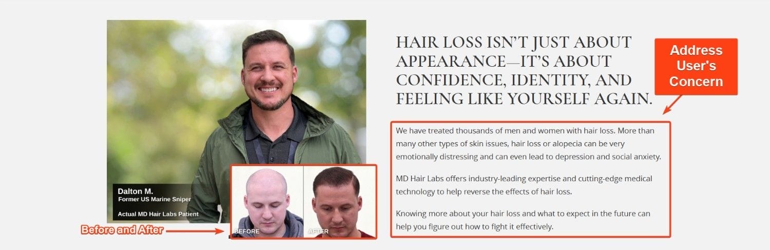 Landing Page Address User's Concern Sample