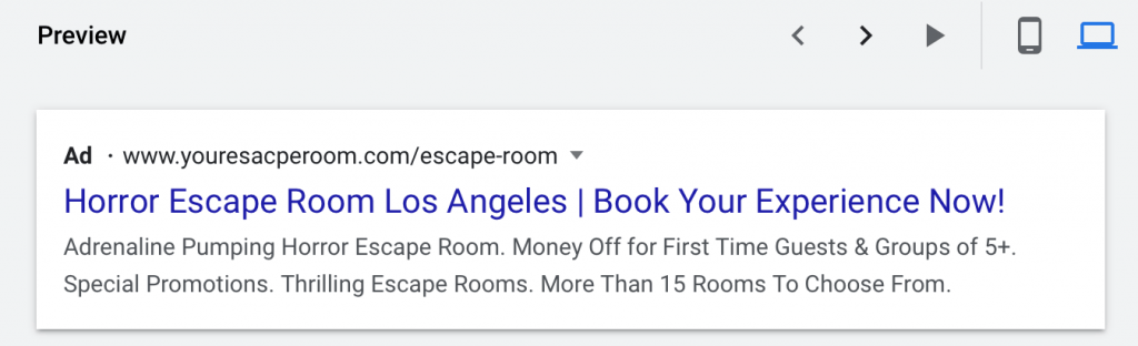 desktop preview of google ad
