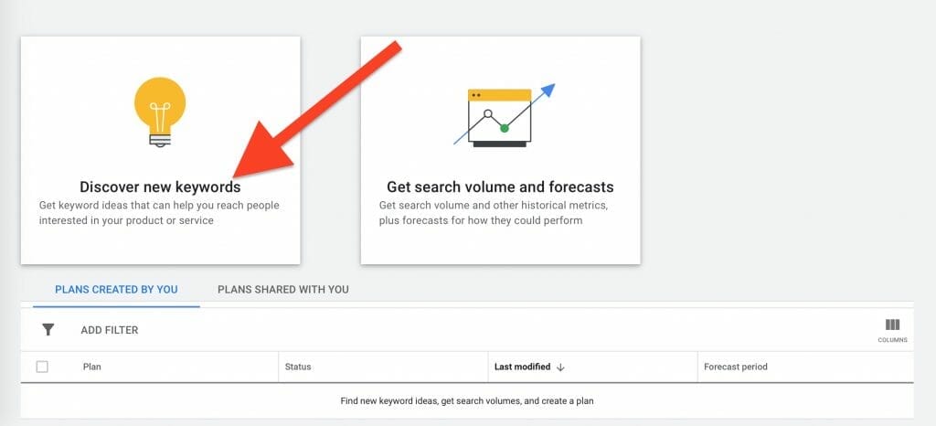 keyword planner: discover new keywords