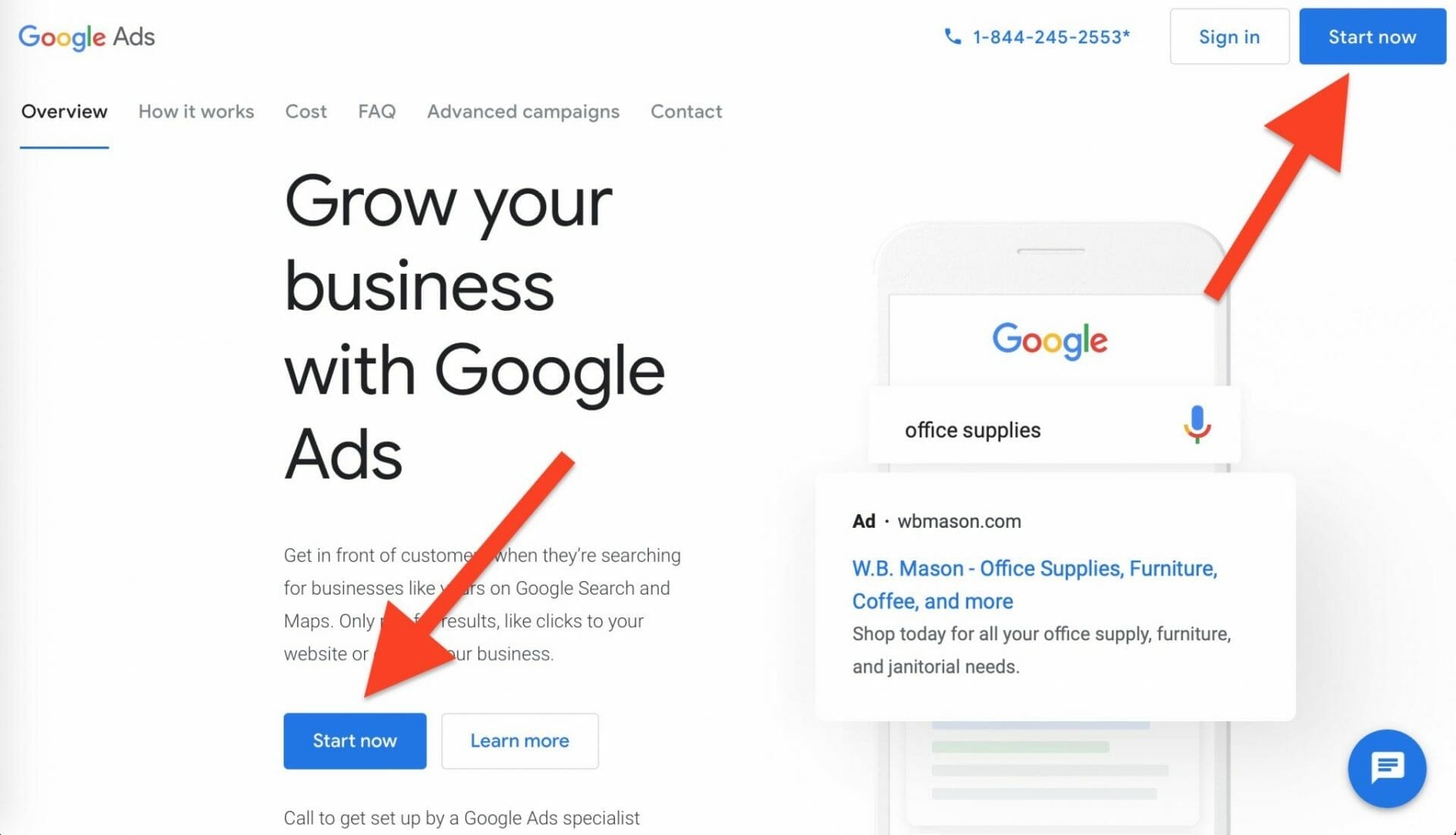 press blue "start now" button 