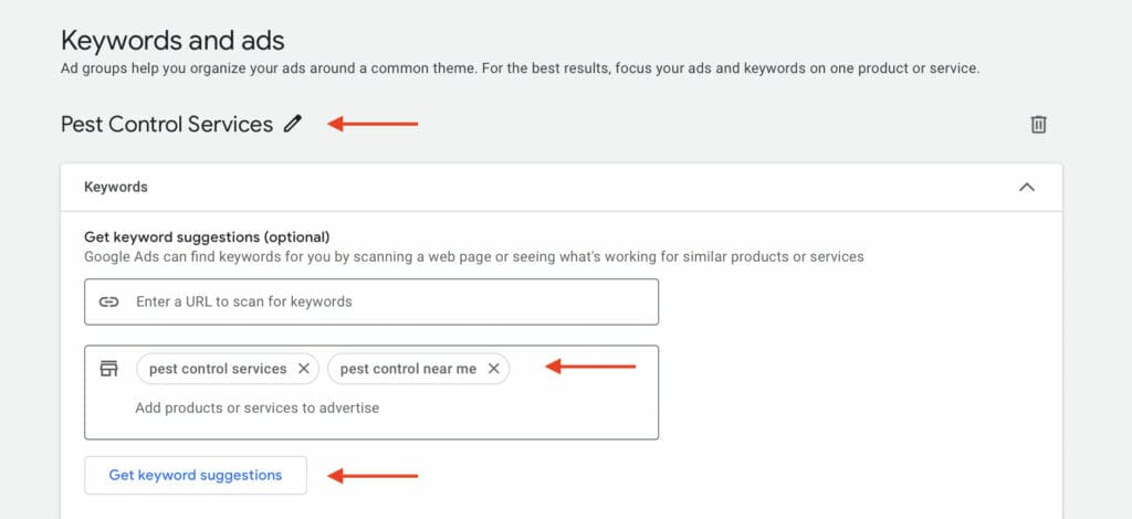 keywords for pest control campaign
