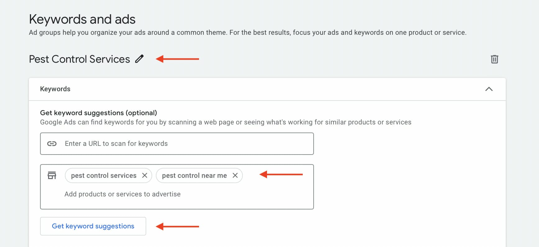keywords for pest control campaign