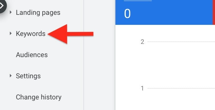 click on keywords tab