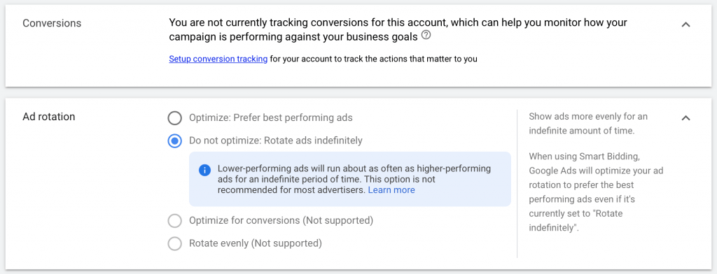 conversion tracking and ad rotation