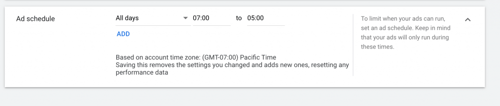 implement google ads schedule