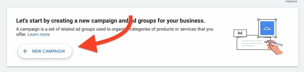 select new campaign to start ads