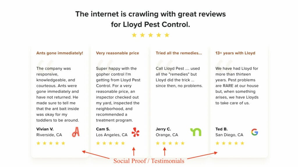 testimonials for pest control service page