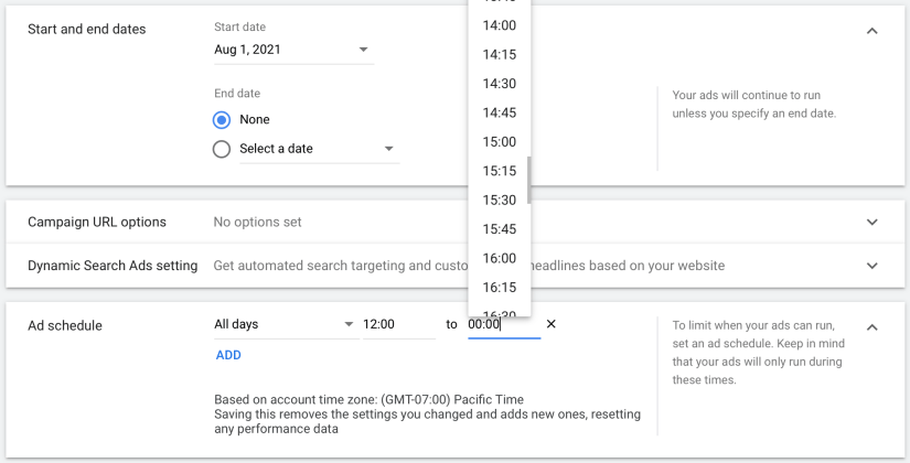 create ad schedule for your google ads campaign