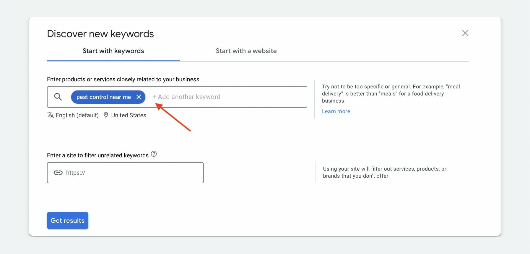 using keyword planner for pest control company campaign
