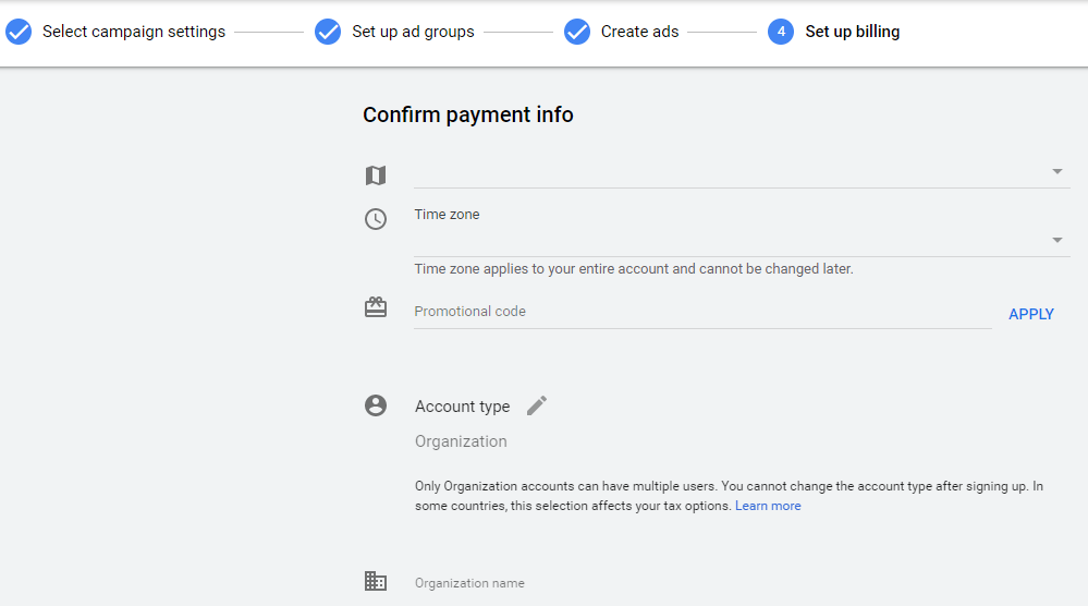 Confirm your payment info for wedding DJ ad campaign