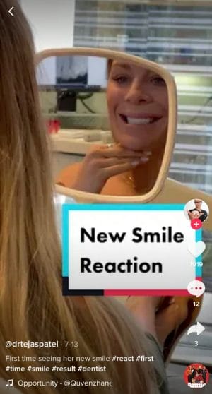 tiktok for dentists patient reaction video example