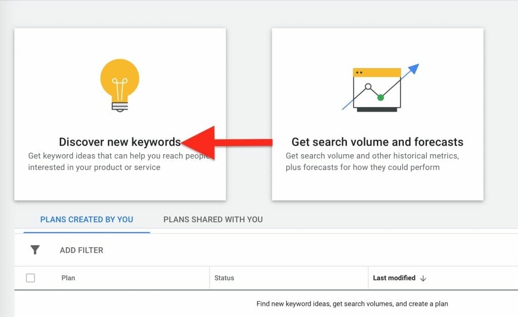 choose the discover new keywords box