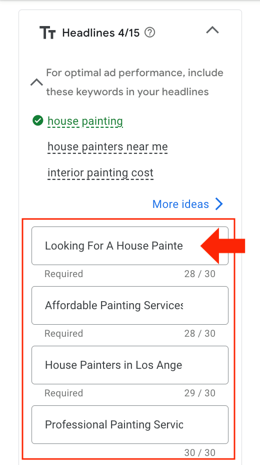 headlines for house painting services ppc campaign