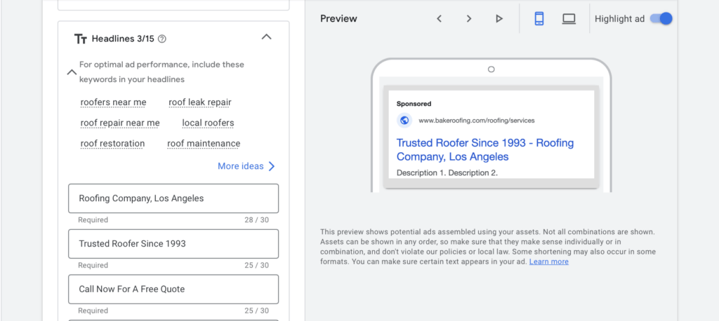 headlines for roofing campaign