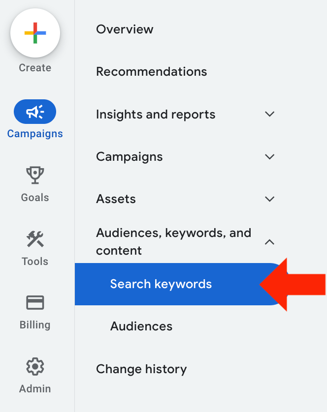 how to add keywords to campaign