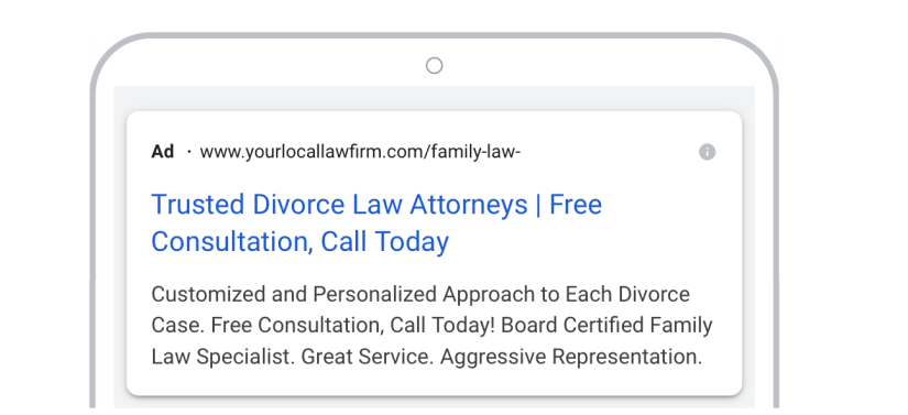 google ads for law firm marketing mobile preview