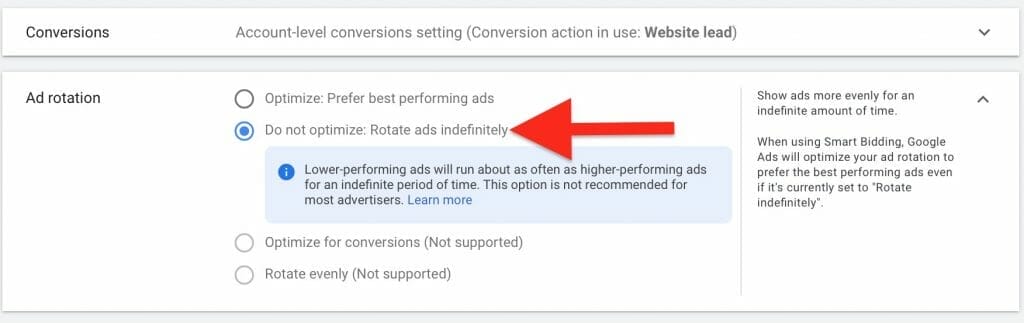 set up conversion tracking and choose to not optimize ads