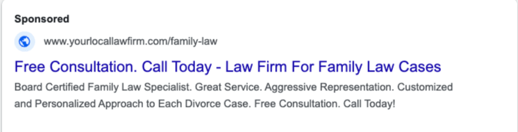 desktop preview of ppc campaign for law firm marketing business