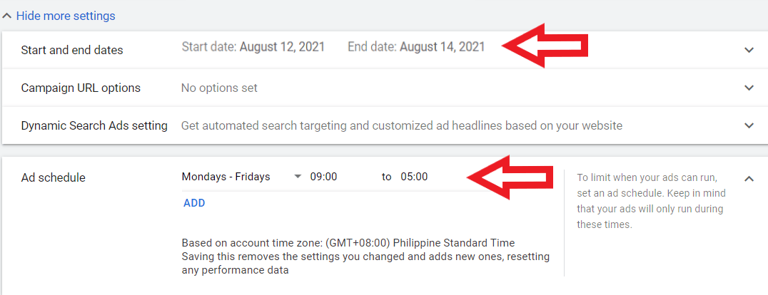 Set the duration of wedding DJ ad campaign