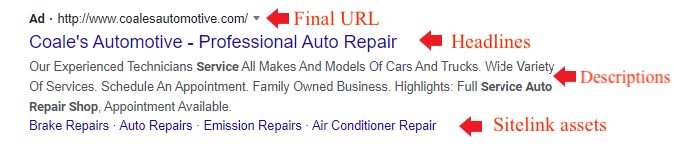 auto repair ppc with assets