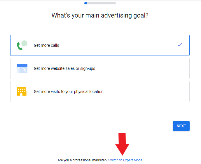 Switch to expert mode in google ads for auto repair shops