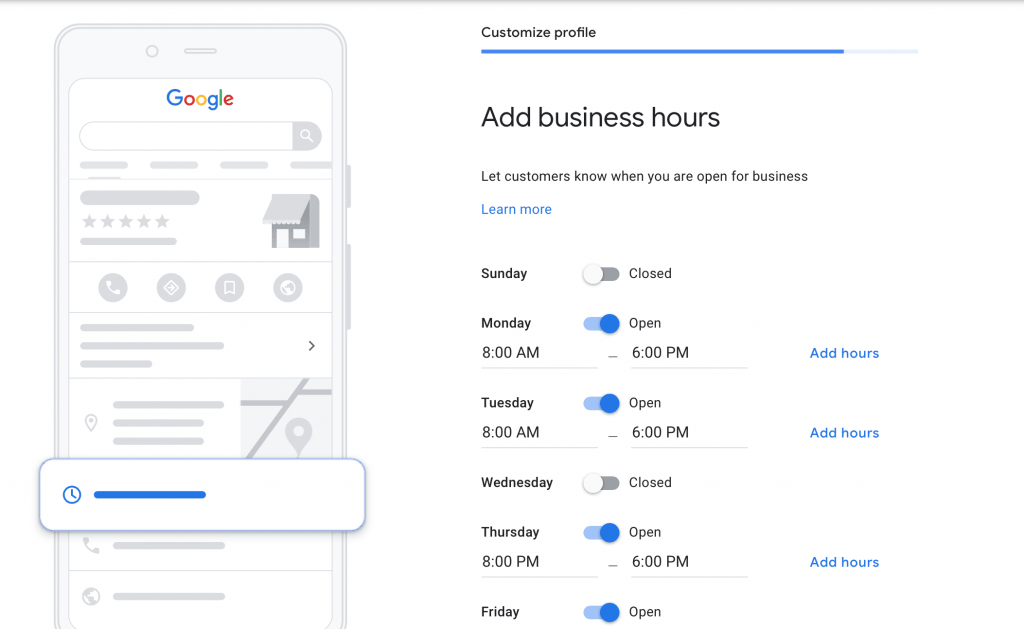 enter the business hours of your clinic