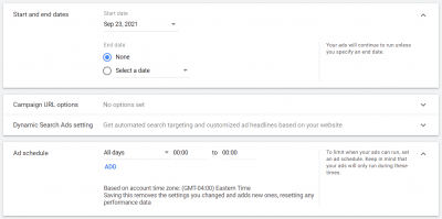 input starting date of campaign