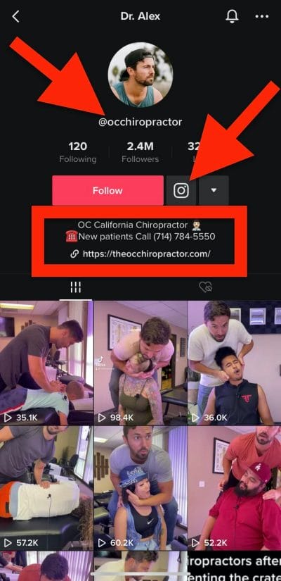 example of a tiktok for chiropractors account
