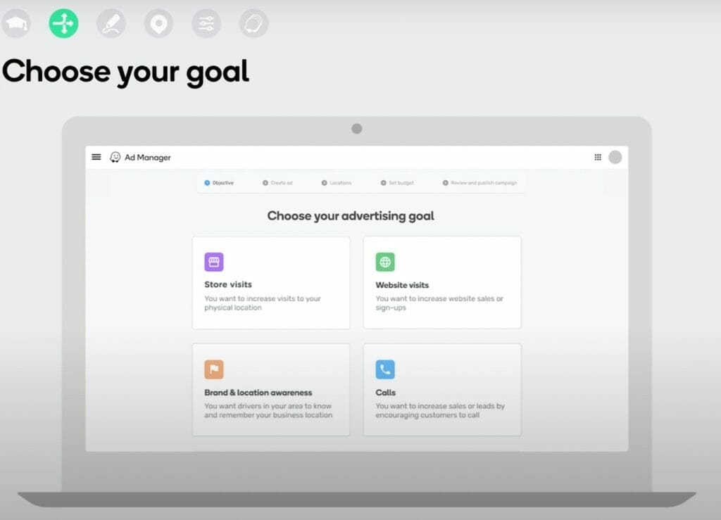 choose your adveritising goal for your waze ads for dentists campaign