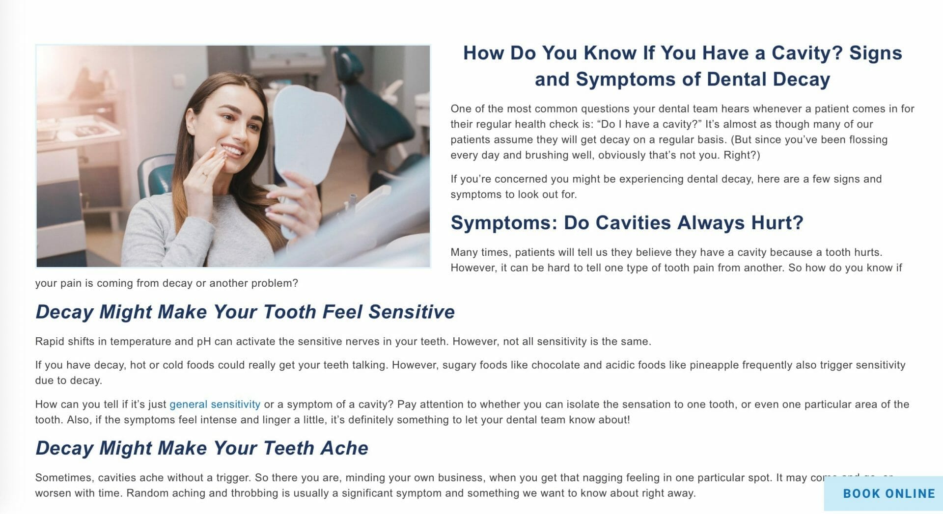 blogging for dental clinics. symptoms aritcle example