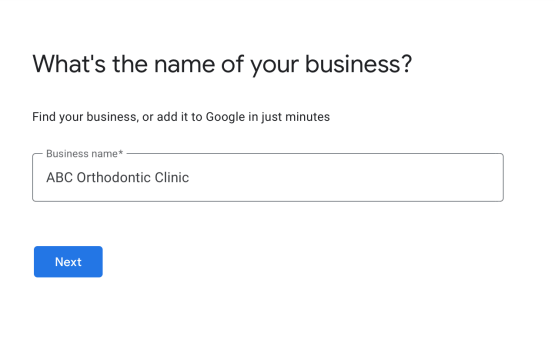 enter your clinics name or add it to google
