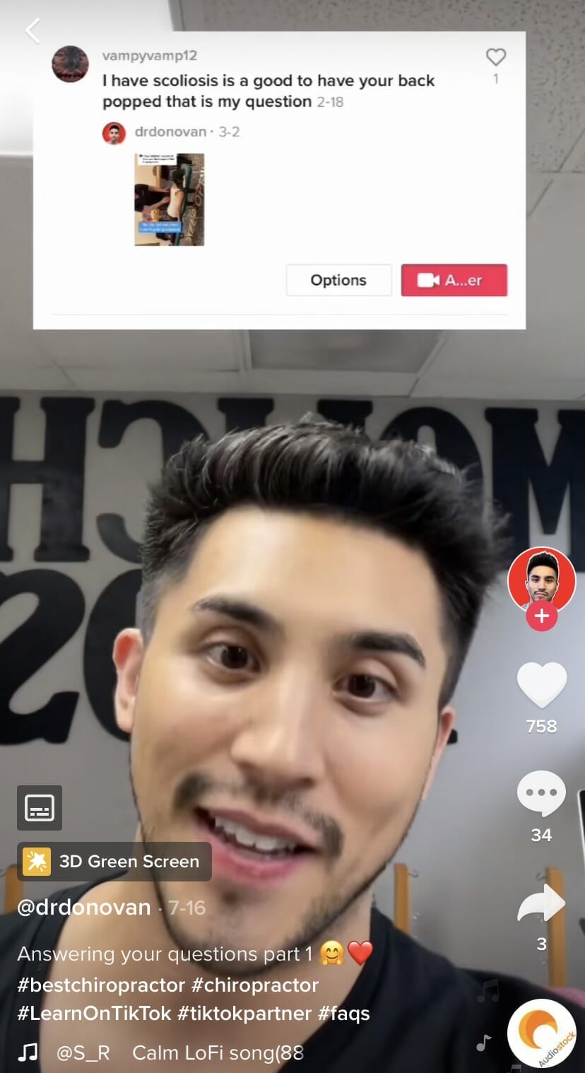 faq question video exampel for tiktok for chiropractors