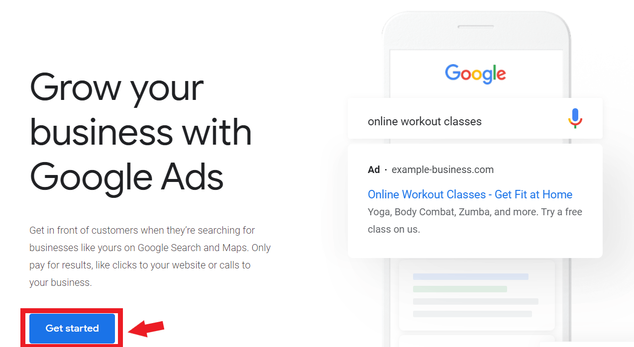 click get started button