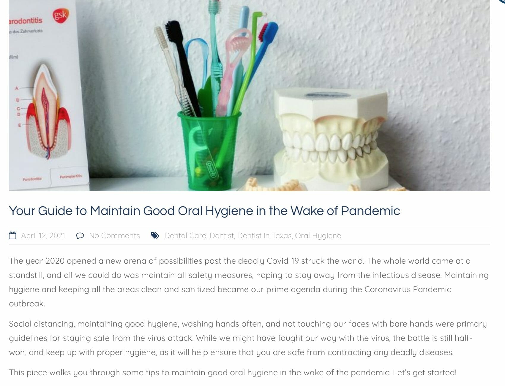 hygiene tips article exaple for your blogging for dental clinics website