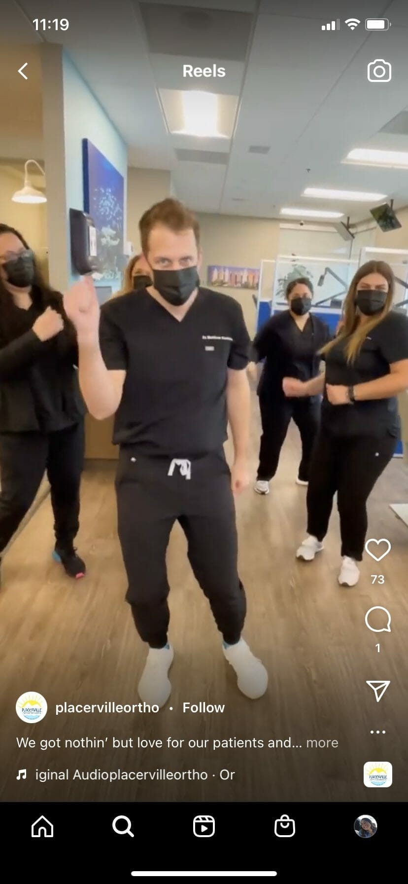fun dental instagram reel by a dental clinic staff
